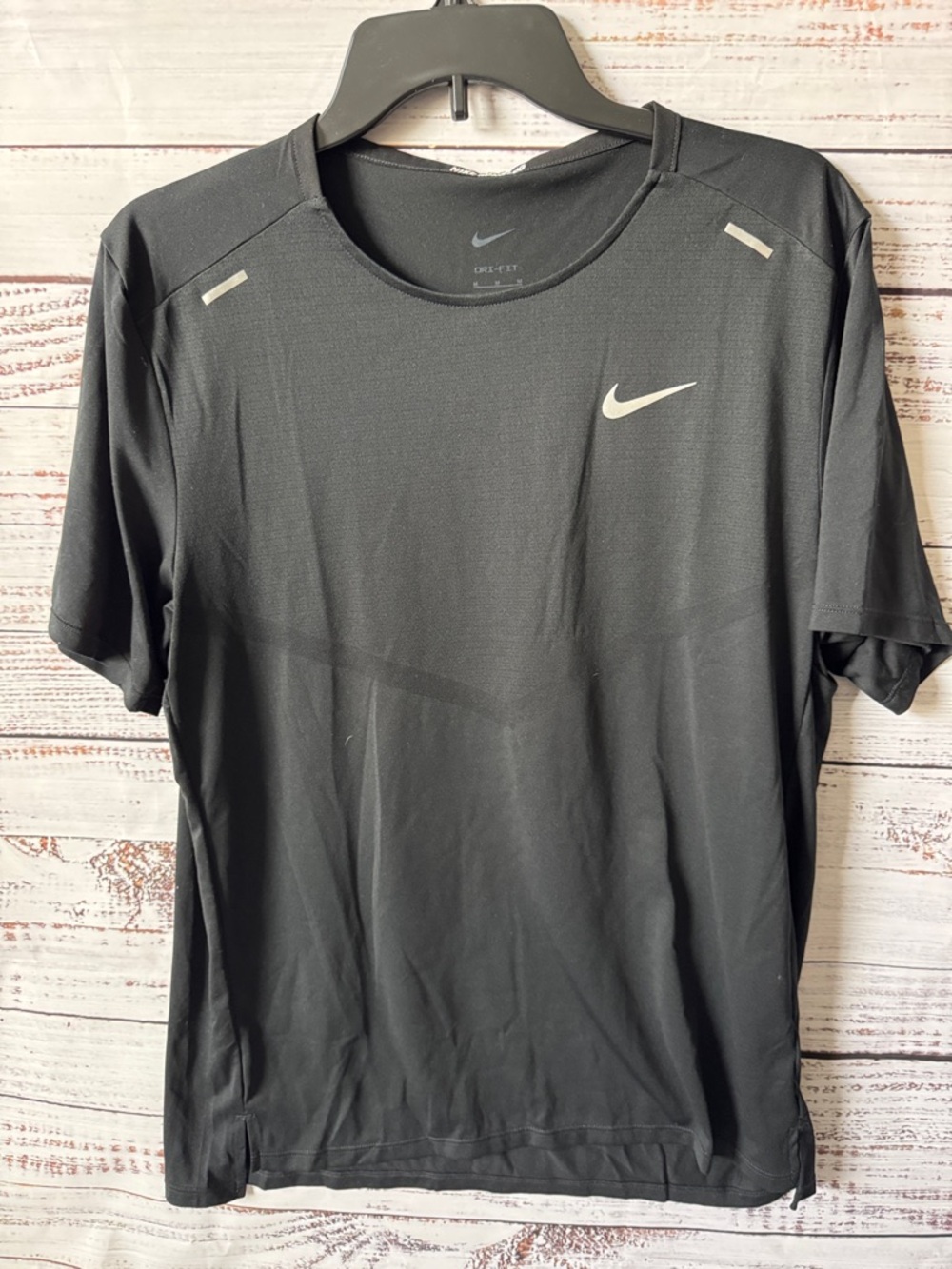 Nike Black Short Sleeve Dri-FIT Athletic Tee with Silver Swoosh